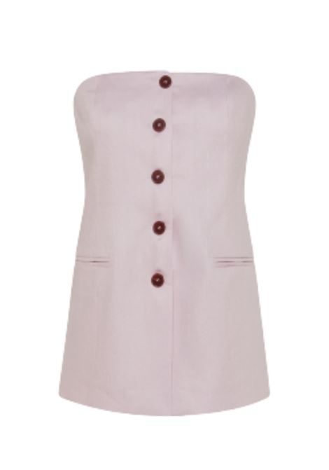 Strapless bustier top with a structured, feminine design and contrasting buttons. A refined garment perfect for summer looks. ATTIC AND BARN |  | MATTO0060457